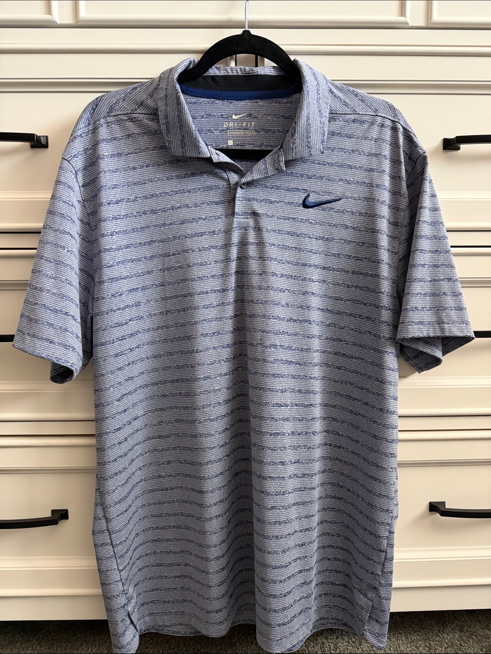 Nike Dri-fit Light Blue Heathered Stripe Men's Golf Polo